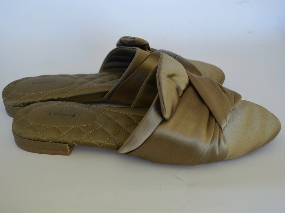Birdies Green Satin Songbird Mules Size 6.5
